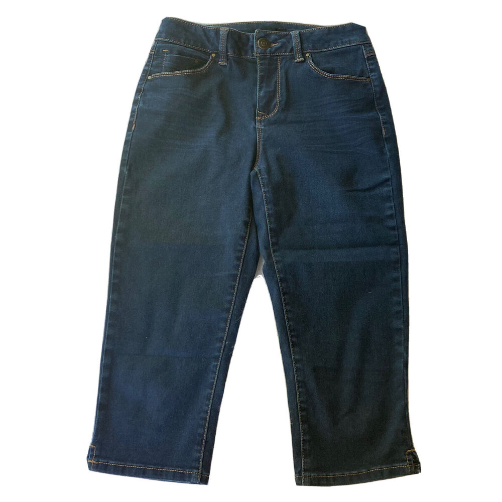 Miss Poured In Blue Jeans Sz 4 Cropped Capri Stretch Skinny Womens Denim Casual